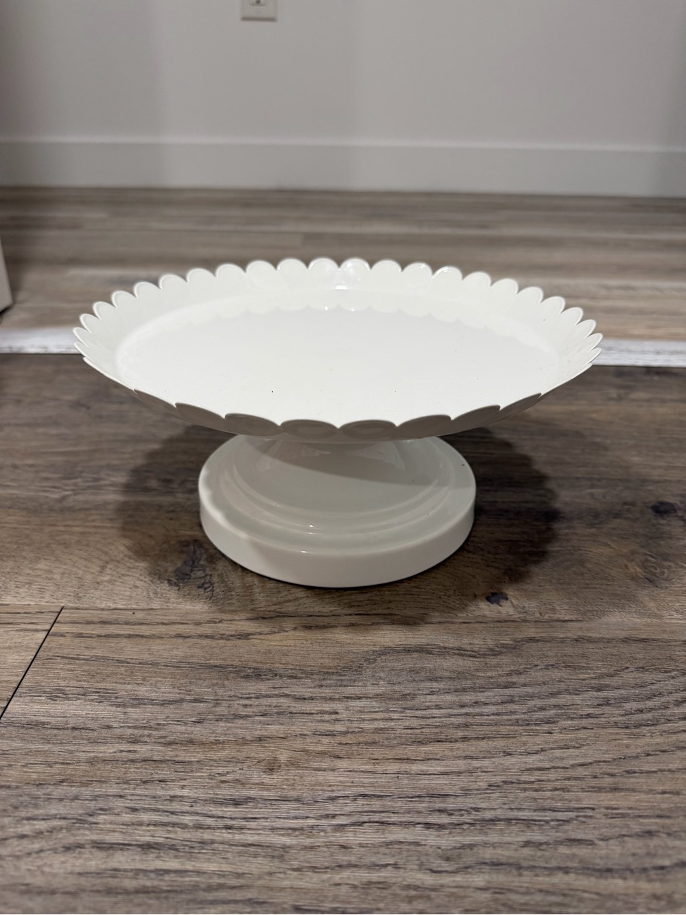 White Scalloped Pedestal Cake Stand